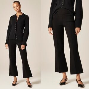 J. Crew Delaney Kickout Flare Pintuck Sweater Knit Pant Black Size Large